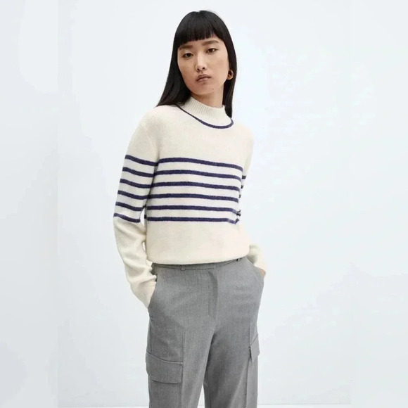 Mango Sweaters - Mango Wool Blend  Striped Sweater NWT